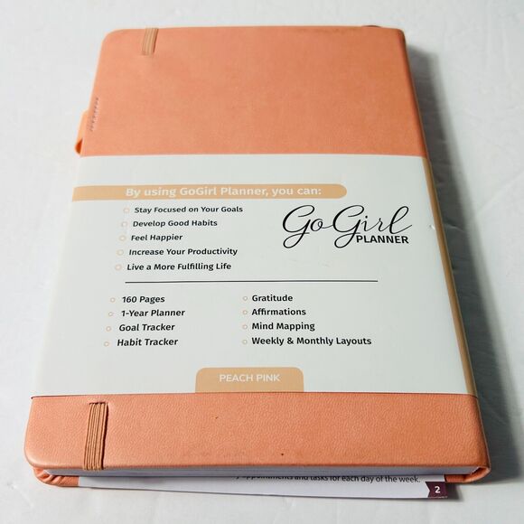 Go Girl Planner Peach Pink Undated Weekly Monthly 1 Year A5 Hardcover Goals NEW - Picture 3 of 7